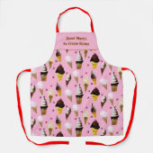 Ice Cream Parlor Retro Pink Personalized Apron Schort (Voorkant)