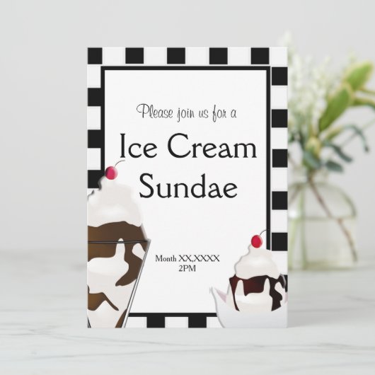 Ice Cream Parlor Social Party - Aangepaste uitnodi Kaart (Staand voorkant)