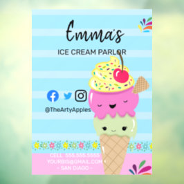 ice Cream parlor van party shop food van Bu Raamsticker