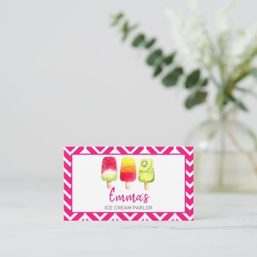 ice Cream parlor van party shop food van Visitekaartje (Staand voorkant)