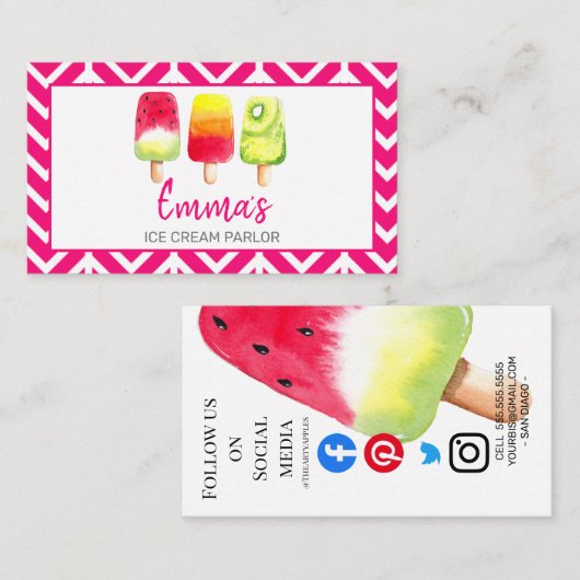 ice Cream parlor van party shop food van Visitekaartje (Voorkant / Achterkant)