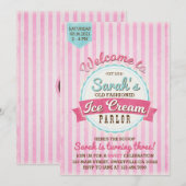Ice Cream Parlor verjaardagsuitnodiging Kaart (Voorkant / Achterkant)