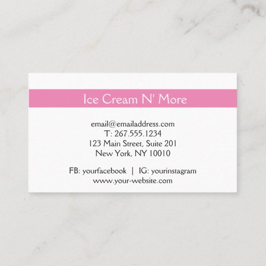 Ice Cream Parlor Visitekaartje (Achterkant)