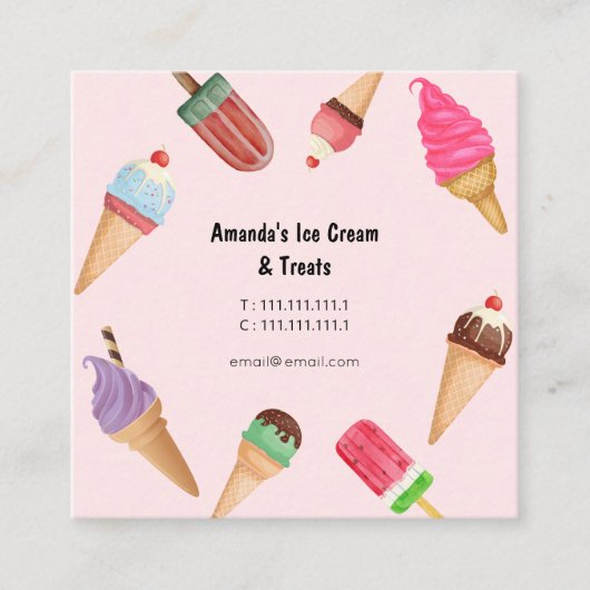 Ice Cream Parlor Winkelroze Visitekaartje (Voorkant)