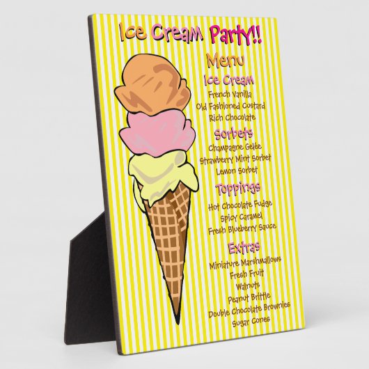 Ice Cream Party aangepaste menu Fotoplaat (Zijkant)