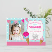 Ice Cream Party-aanhangers Kaart (Staand voorkant)