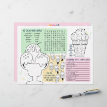 Ice Cream Party Activiteit Blad Placemats voor Kin