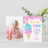 Ice Cream Party Birthday Dank je kaarten (Staand voorkant)