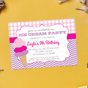 Ice Cream Party Birthday, Ice Cream Social Invitat Kaart