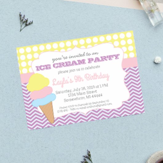 Ice Cream Party Birthday, Ice Cream Social Invitat Kaart