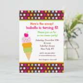 Ice Cream Party Birthday Invitation icecream Kaart (Staand voorkant)