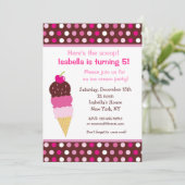 Ice Cream Party Birthday Invitation icecream Kaart (Staand voorkant)