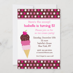 Ice Cream Party Birthday Invitation icecream Kaart