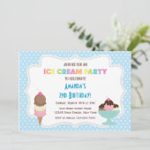 Ice Cream Party Birthday Invitation Kaart (Staand voorkant)