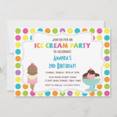 Ice Cream Party Birthday Invitation Kaart (Voorkant)