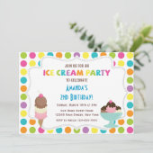 Ice Cream Party Birthday Invitation Kaart (Staand voorkant)