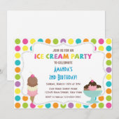 Ice Cream Party Birthday Invitation Kaart (Voorkant / Achterkant)