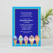 Ice Cream Party Birthday Invitation Kaart (Staand voorkant)