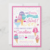 Ice Cream Party Birthday Invitation, Scoop Kaart (Voorkant)