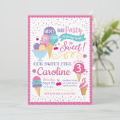 Ice Cream Party Birthday Invitation, Scoop Kaart (Staand voorkant)