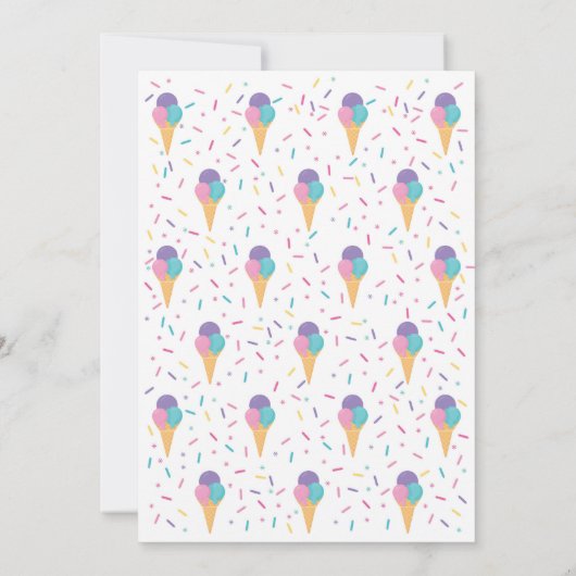 Ice Cream Party Birthday Invitation, Scoop Kaart (Achterkant)