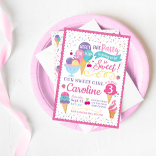Ice Cream Party Birthday Invitation, Scoop Kaart