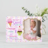 Ice Cream Party Birthday nodigt u uit met foto Kaart (Staand voorkant)