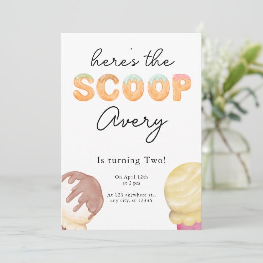 Ice Cream Party Birthday Uitnodiging (Staand voorkant)