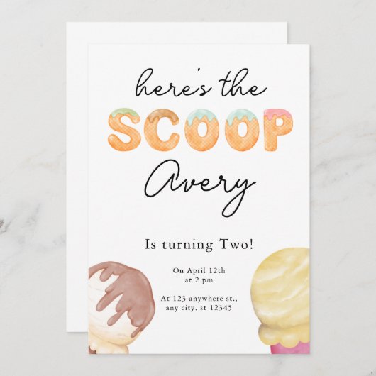 Ice Cream Party Birthday Uitnodiging (Voorkant / Achterkant)