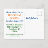 Ice Cream Party Cute Colorful Rainbow Uitnodiging Briefkaart (Achterkant)