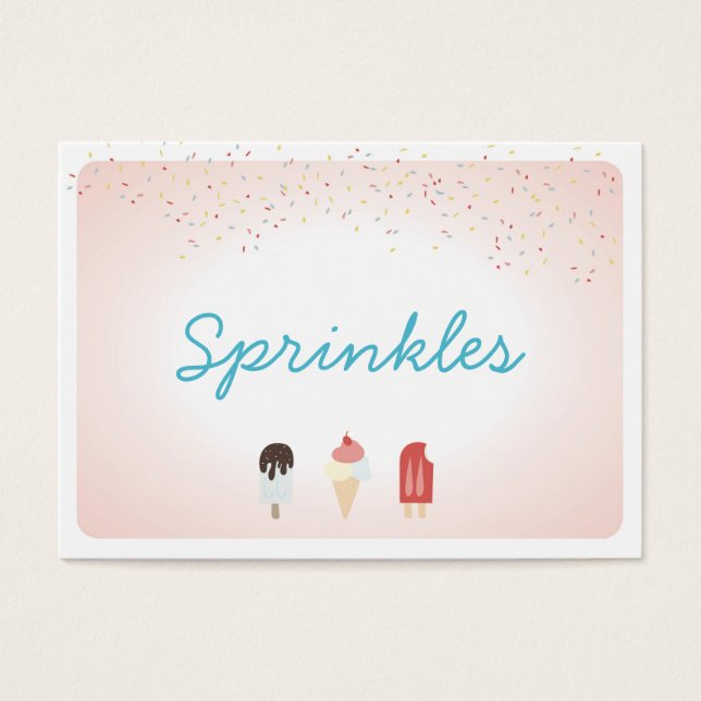 Ice Cream party Dessert Buffet Food Labels Visitekaartjes (Voorkant)