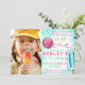 Ice Cream Party Eerste Verjaardag Foto Kaart (Staand voorkant)
