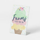 Ice Cream Party Favor Pedestal Sign Reclamebord Met Voetstuk (Voorkant)