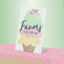 Ice Cream Party Favor Pedestal Sign Reclamebord Met Voetstuk