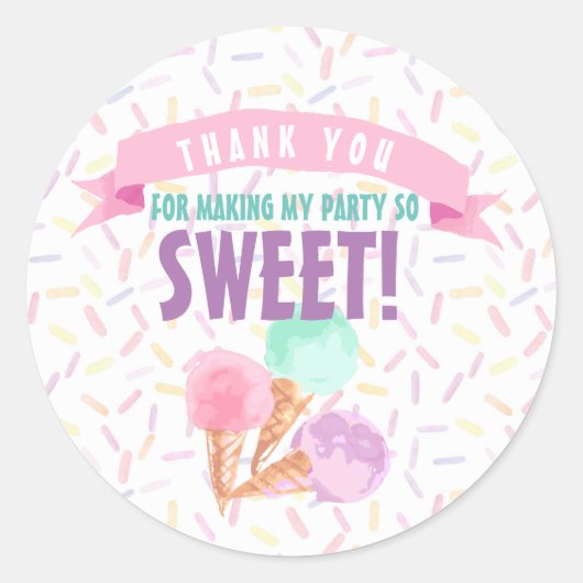 Ice Cream Party Favor Stickers (Voorkant)