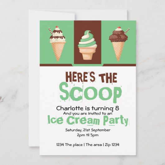 Ice Cream Party - Gepersonaliseerd Kaart (Voorkant)