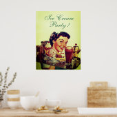 ICE CREAM PARTY Girl met lade Ice Creams Poster (Keuken)