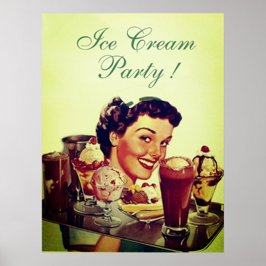 ICE CREAM PARTY Girl met lade Ice Creams Poster (Voorkant)