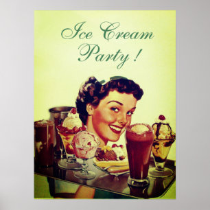 ICE CREAM PARTY Girl met lade Ice Creams Poster