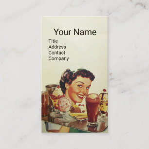 ICE CREAM PARTY Girl met lade Ice Creams Visitekaartje