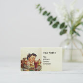 ICE CREAM PARTY Girl met lade Ice Creams Visitekaartje (Staand voorkant)