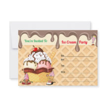 Ice Cream Party Ice Cream Cone verjaardagsuitnodig