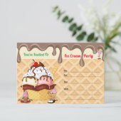 Ice Cream Party Ice Cream Cone verjaardagsuitnodig (Staand voorkant)