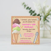 Ice Cream Party Invitation Celebration Kaart (Staand voorkant)