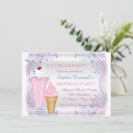 Ice Cream Party Kaart (Staand voorkant)