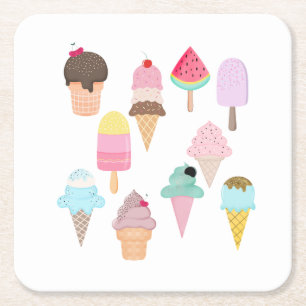 Ice Cream Party Kartonnen Onderzetters