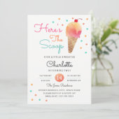 Ice Cream Party Kids Verjaardagsfeestje Uitnodigin Kaart (Staand voorkant)