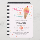 Ice Cream Party Kinder roze uitnodiging op zaterda (Voorkant / Achterkant)