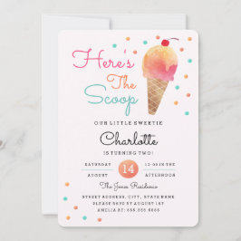 Ice Cream Party Kinder roze uitnodiging op zaterda