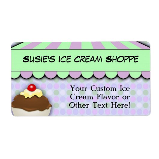 Ice Cream Party, pastel Sweet Shoppe Etiket (Voorkant)